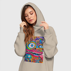 Женское худи-платье Психоделический монстр, цвет: миндальный — фото 2