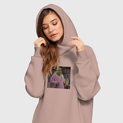 Женское худи-платье Шрек в халате, цвет: пыльно-розовый — фото 2