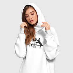 Женское худи-платье Баскетбольный кот, цвет: белый — фото 2