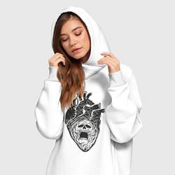 Женское худи-платье Мёртвое сердце с черепом, цвет: белый — фото 2