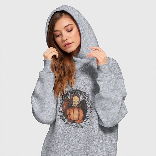 Женская толстовка-платье Ванпанчмен герой / Меланж – фото 3