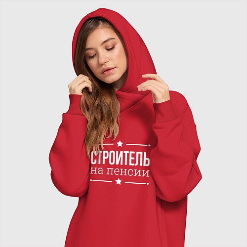 Женская толстовка-платье Строитель на пенсии / Красный – фото 3
