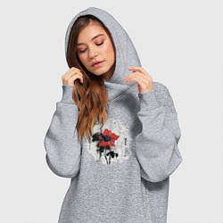 Женское худи-платье Большой красный цветок в китайском стиле, цвет: меланж — фото 2