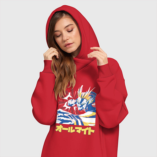 Женская толстовка-платье Моя геройская академия Всемогущий удар / Красный – фото 3
