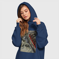 Женское худи-платье Трещотка ключ и чертеж, цвет: тёмно-синий — фото 2