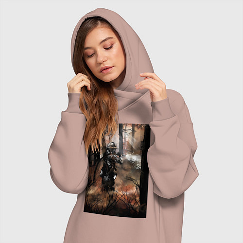 Женская толстовка-платье Пожарный тушит лес / Пыльно-розовый – фото 3