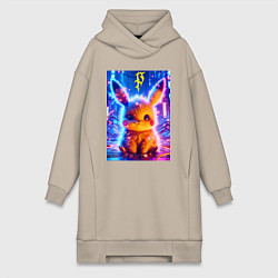 Женская толстовка-платье Пушистый милый Пикачу - нейроарт