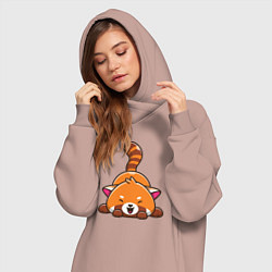 Женское худи-платье Cute red panda, цвет: пыльно-розовый — фото 2