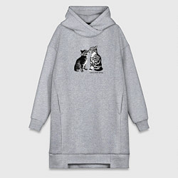 Женское худи-платье Поцелуй котиков, цвет: меланж