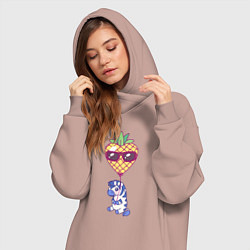 Женское худи-платье Зебра и ананасовый шарик, цвет: пыльно-розовый — фото 2