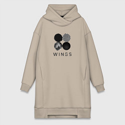 Женское худи-платье BTS Wings, цвет: миндальный