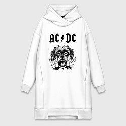 Женское худи-платье AC DC - rock dog, цвет: белый
