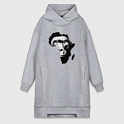 Женское худи-платье Обезьяна в Африке, цвет: меланж