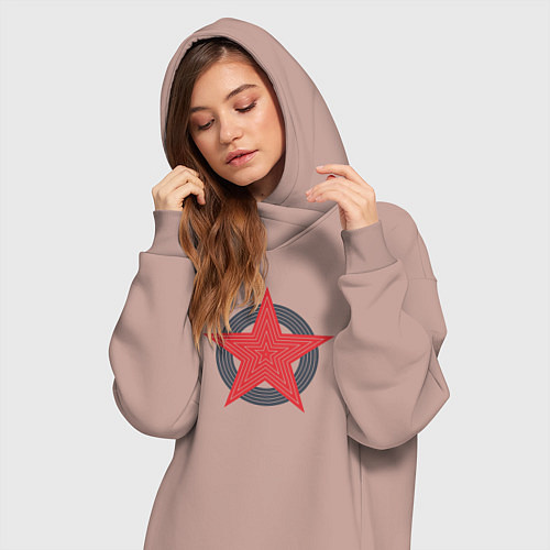 Женская толстовка-платье Red star symbol / Пыльно-розовый – фото 3