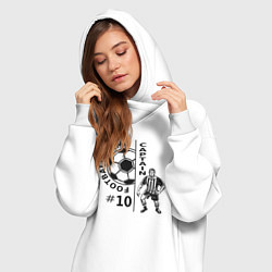 Женское худи-платье 10 номер капитан футбольной команды, цвет: белый — фото 2