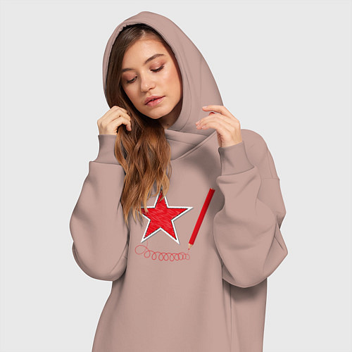 Женская толстовка-платье Красная звезда и карандаш / Пыльно-розовый – фото 3