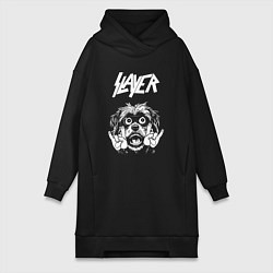 Женское худи-платье Slayer rock dog, цвет: черный