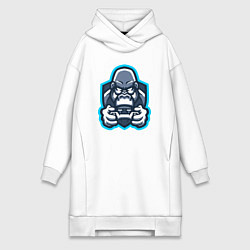 Женское худи-платье Gamer monkey, цвет: белый