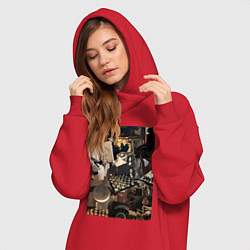 Женское худи-платье Шахматы коллаж, цвет: красный — фото 2