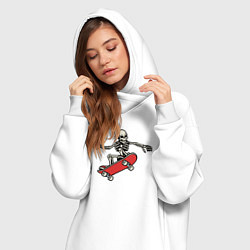 Женское худи-платье Скелетор на скейте, цвет: белый — фото 2