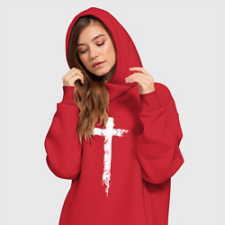 Женское худи-платье Стильный крест, цвет: красный — фото 2
