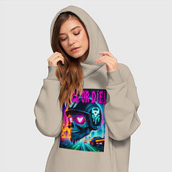 Женское худи-платье Гоняйся или умри - жизненный девиз, цвет: миндальный — фото 2