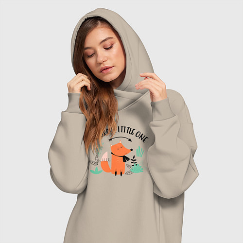 Женская толстовка-платье Будь смелым малыш / Миндальный – фото 3