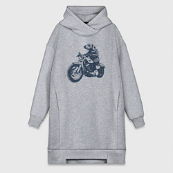 Женское худи-платье Такса байкер на мотоцикле чоппере, цвет: меланж