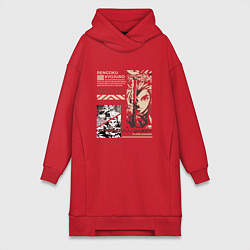 Женское худи-платье Клинок рассекающий демонов Ренгоку мощь и скорость, цвет: красный