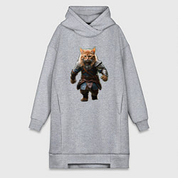 Женское худи-платье Кот викинг, цвет: меланж