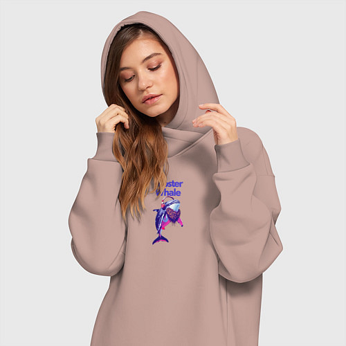 Женская толстовка-платье Hipster whale / Пыльно-розовый – фото 3