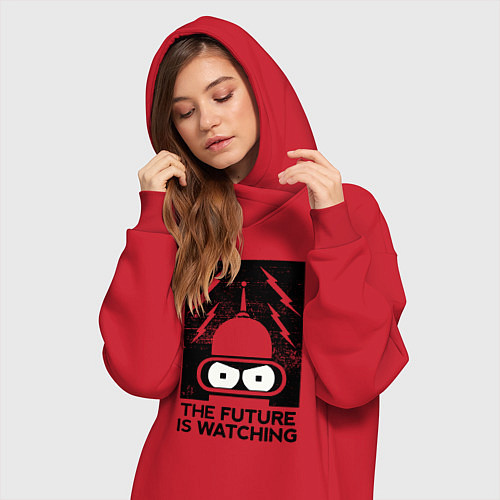 Женская толстовка-платье Бендер - будущее наблюдает / Красный – фото 3