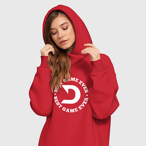 Женская толстовка-платье Символ Deadlock и круглая надпись best game ever / Красный – фото 3