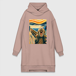 Женское худи-платье Морж кричит на картине Эдварда Мунка - мем искусст, цвет: пыльно-розовый