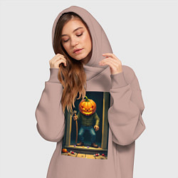 Женское худи-платье Монстр с косой, цвет: пыльно-розовый — фото 2