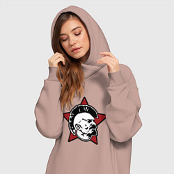 Женское худи-платье Значок - Владимир Ленин панк, цвет: пыльно-розовый — фото 2