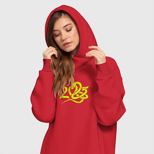 Женская толстовка-платье Год змеи - 2025 / Красный – фото 3