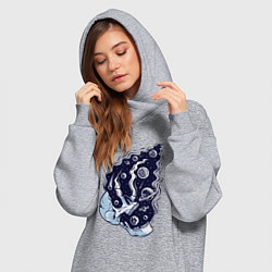 Женское худи-платье Космический черепок, цвет: меланж — фото 2