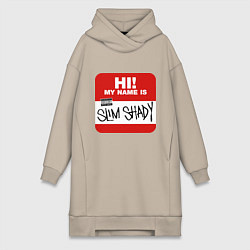 Женское худи-платье Eminem - slim shady sticker, цвет: миндальный