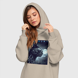 Женское худи-платье Cyber black cat - ai art fantasy, цвет: миндальный — фото 2