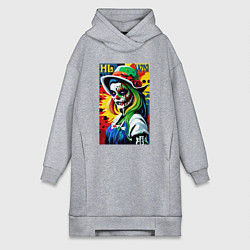 Женское худи-платье Girl witch - pop art, цвет: меланж