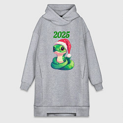 Женское худи-платье Зеленая змейка 2025 год, цвет: меланж