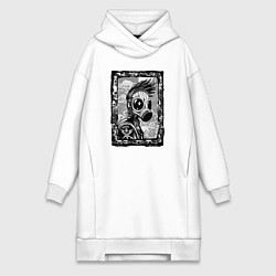 Женское худи-платье Gasmask punk society, цвет: белый