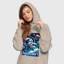 Женское худи-платье Космонавт оторвавшийся от космолёта - Майнкрафт, цвет: миндальный — фото 2
