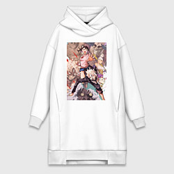 Женское худи-платье Дандадан: Кэн Такакура, цвет: белый