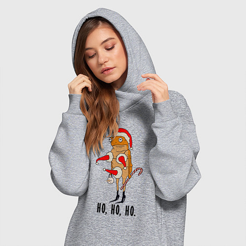 Женская толстовка-платье Новогодняя жаба / Меланж – фото 3
