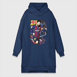 Женское худи-платье Лионель Месси - сборная Аргентины, цвет: тёмно-синий