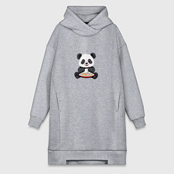 Женское худи-платье Панда ест суши, цвет: меланж