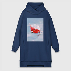 Женское худи-платье Евангелион Синдзи Икари Рей Аянами, цвет: тёмно-синий