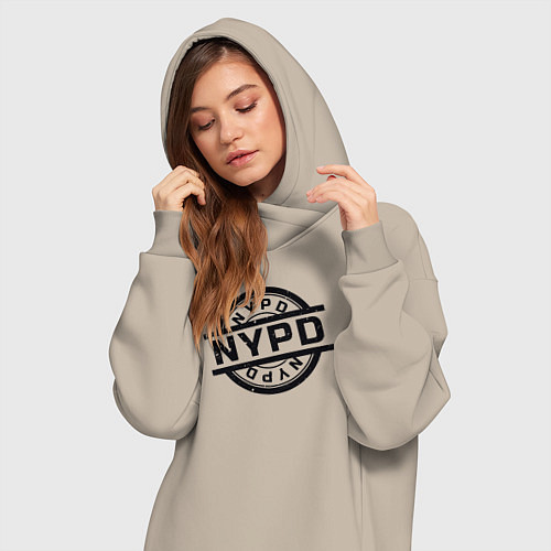 Женская толстовка-платье New York police / Миндальный – фото 3
